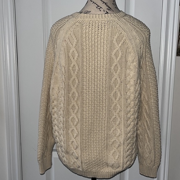 Michael Kors Ivory Cotton Cable Knit Crewneck Sweater - Picture 5 of 6